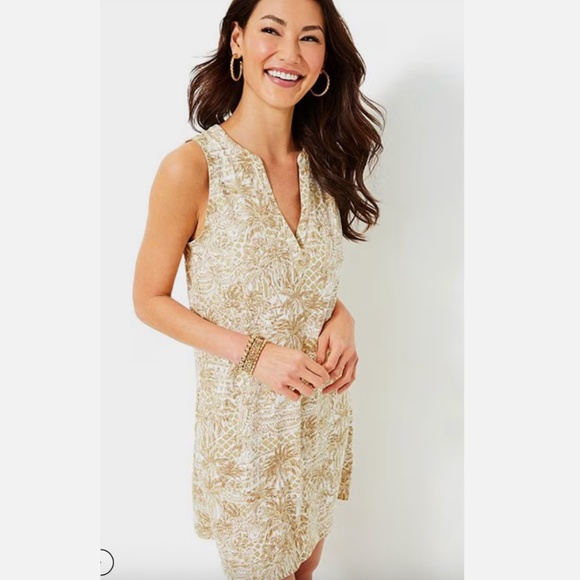 NWT LILLY PULITZER DEV DRESS SAND BAR PALM BEACH PARADISE M - Picture 1 of 7